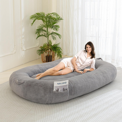 Cama Tipo Puf Gigante De Piel Sintetica 185 X 115 X 30 Cm