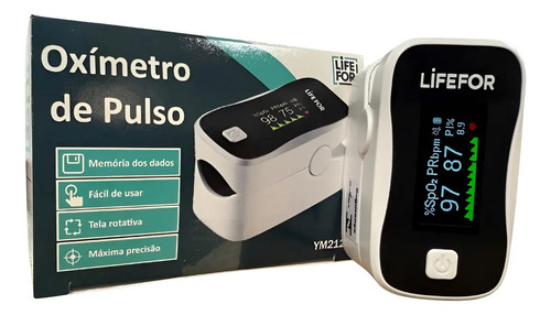 Oxímetro de Dedo LifeFor YM212 Digital Branco com Tela TFT Colorida