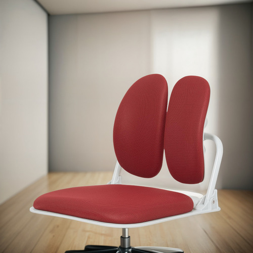 Silla De Suelo Ergonómica Duorest Con Respaldo Doble Rojo