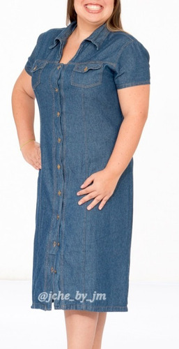 Vestido Jean Largo Con Mangas Chambray, Casual, Moda