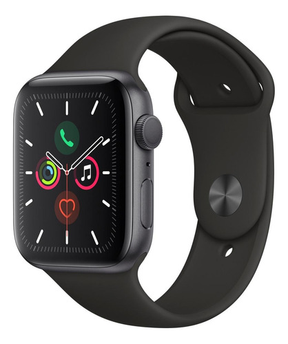 Imagen 1 de 3 de Apple Series 5 Watch (GPS) - Caja de aluminio color gris espacial de 44 mm - Correa deportiva negro