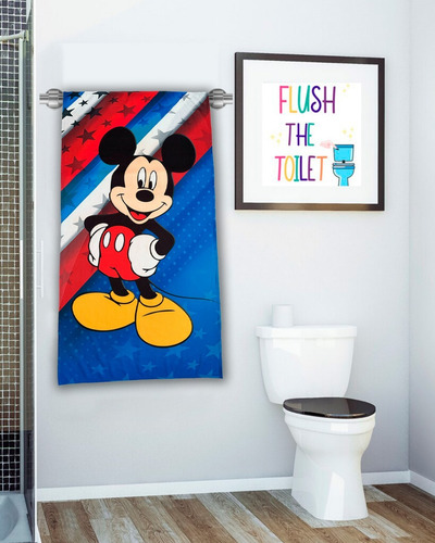 Toalla De Baño Diseño Mickey Mouse 155x85 Microfibra Suave Azul Mickey Mouse