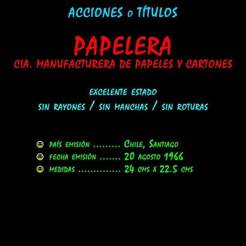 Imagen 2 de 3 de ¬¬ Acción Acciones Títulos / Papelera Cmpc Zp