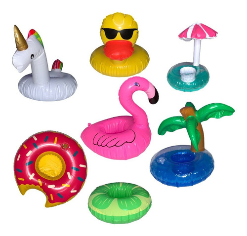 60 Porta Vasos Inflable Flamingo Dona Sandia Piña