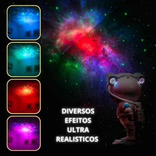 Luminária Projetor Luz Noturna Astronauta Aurora Boreal