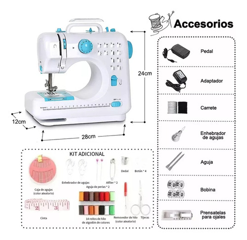 Máquina de costura portátil e elétrica Fixltfast 12 tipos de pontos