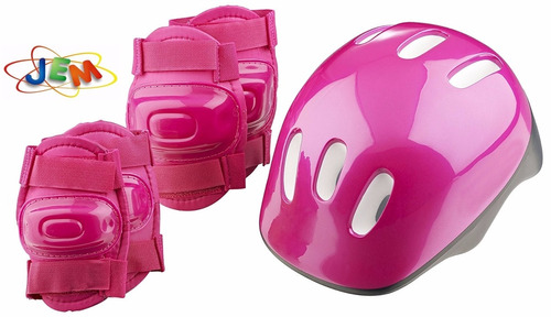 Casco Con Set De Proteccion Infantil Codera Y Rodillera Kit