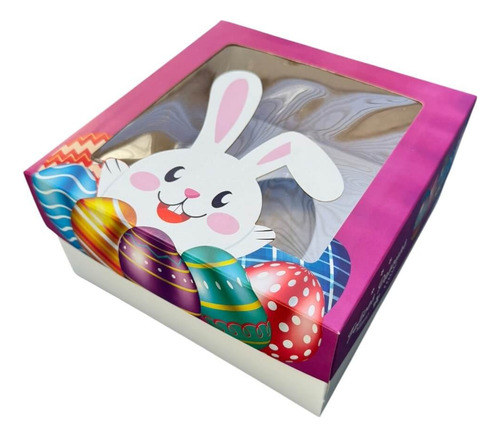 Caja Para 1 Huevo De Pascua Diseño Conejo Y Cucharas - 10 Un