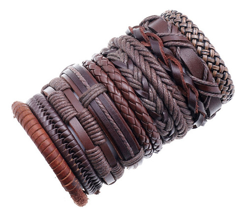 (g)juego De 10 Pulseras De Cuero Trenzado Sencillas