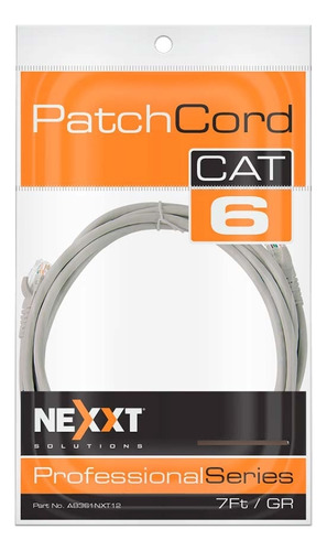 Cable De Red Patch Cord 7 Ft 2,10m Cat 6e Nexxt Gris