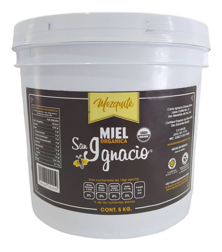 Miel De Mezquite Orgánica San Ignacio Untable Cubeta 5kg