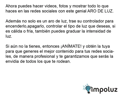 Fotos Con Aro De Luz Para Videos Fotos Selfies Con Trípode