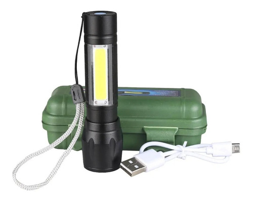 Linterna Tactica Led Recargable Militar Usb + Estuche