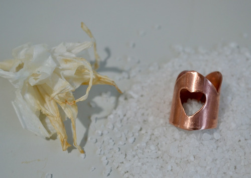 Anillo Corazon En Cobre, Tamaño Ajustable, Diseño De Autor