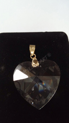 Imagem 5 de 5 de Pingente Cristal Swarovski Coração 2,8 Cm Folheado A Ouro