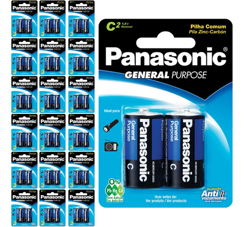 38 Pilhas Comum C Panasonic 19 Cart