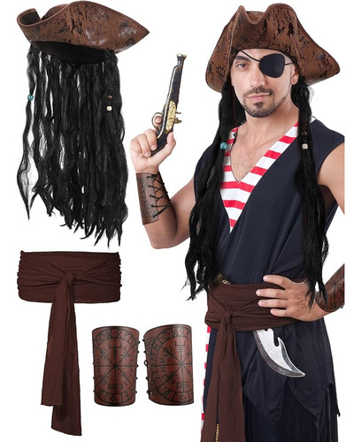 Juego 4 Piezas Disfraz Pirata Halloween Incluye Sombrero Pir