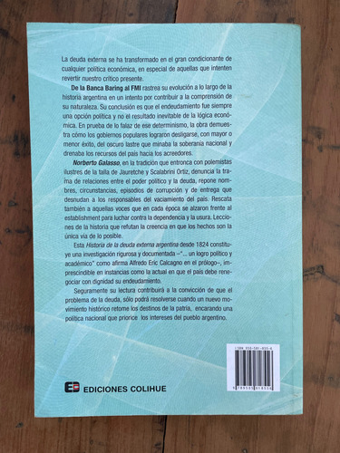 De La Banca Baring Al Fmi Historia De La Deuda N. Colihue (Usado)