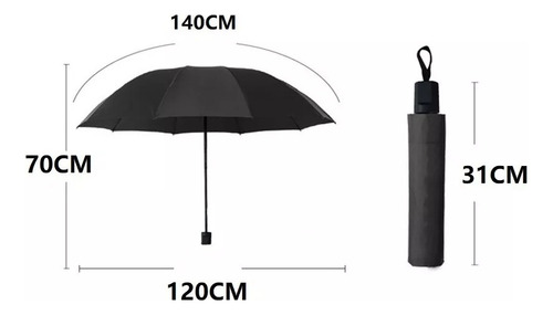 Guarda Chuva Grande Reforçado C/ Proteção Solar Uv Pto/color Cor Pto/colors