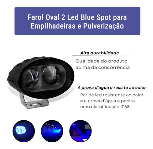 Farol Oval Blue Spot 10-80v 20w Pulverizador E Empilhadeira