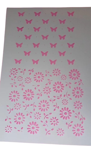 Stencil Mariposas Y Flores