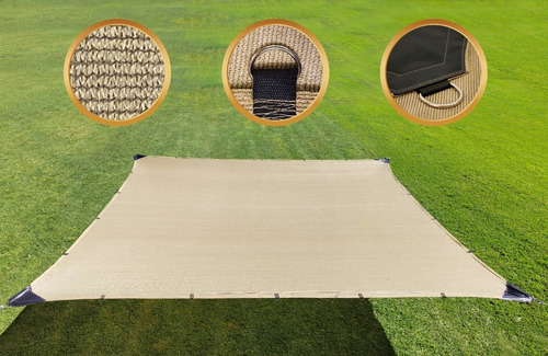 Imagen 4 de 10 de Malla Sombra 90% Raschel Beige De 4mx2m Reforzada