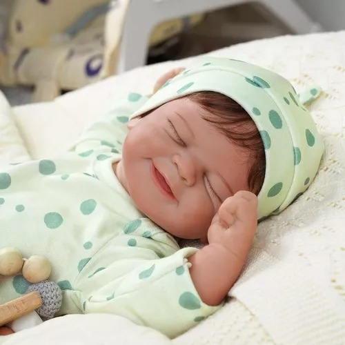 Reborn Muñeca Bebe Recien Nacido Cuerpo Algodón Diseño Vestido Verde