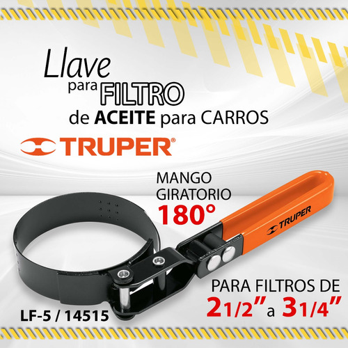 Llave P Filtro D Aceit P Carro Truper D 2.1/2 A 3.1/4 10225