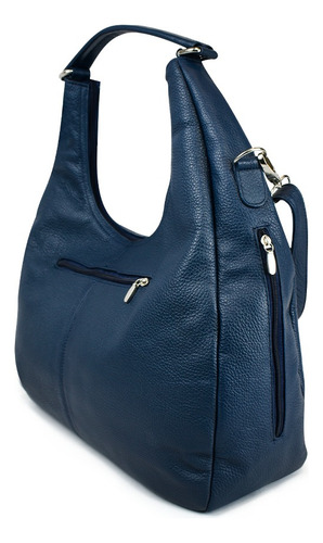 Bolsa De Cuero Color Azul Amplia Y Un Estilo Retro Azul Acero Lisa Níquel Azul Acero