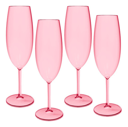 Pack 4 Copas Champagne Rosadas Color Rosa