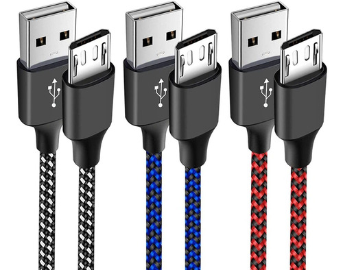 Set De 3 Cables De Carga De Usb A Micro Usb - 6 Pies