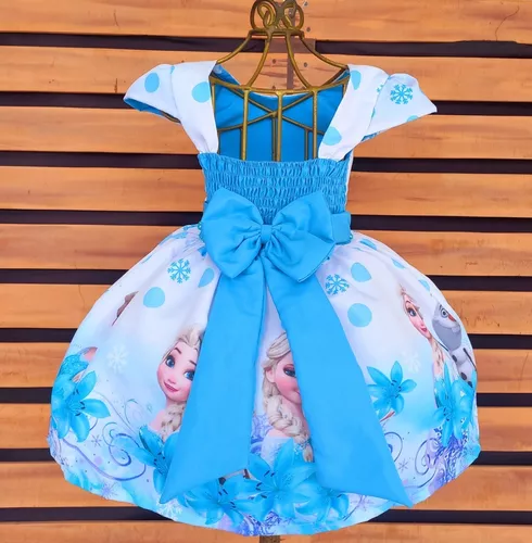 Vestido Infantil Frozen Princesa Gelo Olaf C/ Pérolas Luxo