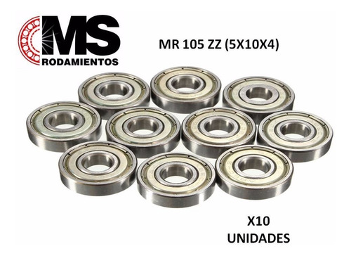 Imagen 3 de 4 de Ruleman Mr 105 Zz (5x10x4) X10 Unidades Ms Rodamientos