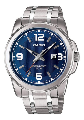 Reloj Casio Caballero Mtp 1314d Azul Acero Fechador