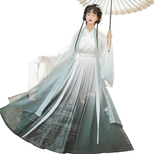 Camiseta Interior Hanfu Hasta La Cintura Con Mangas Grandes