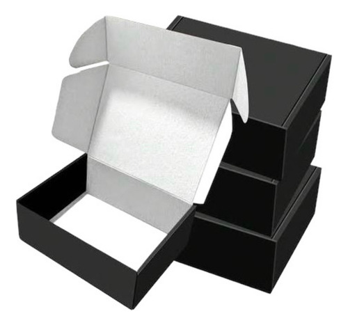 Cajas De Cartón Autoarmable Negra 20x14x6cm Premium 10 Unid 
