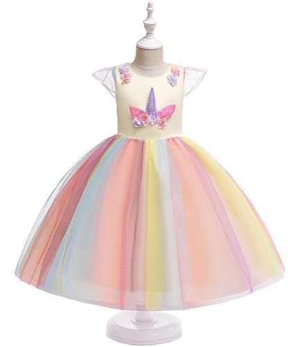 Vestido Unicornio Niña Fiesta Cumpleaños Princesa