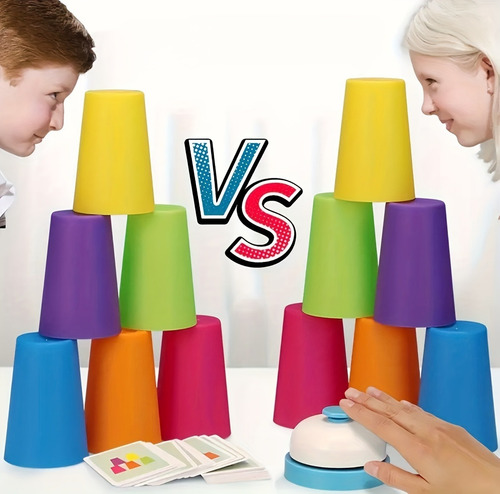Juego De Mesa 2 Jugadores Taza Apilable Juegos Infantiles