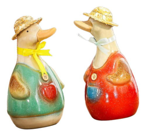 2x Estatuas De De Cerámica Figuras De Animales Lindas