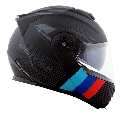 Capacete Norisk Ff345 Route Stroke Preto Azul Vermelho Cor Preto-fosco Tamanho do capacete L/G (59/60)