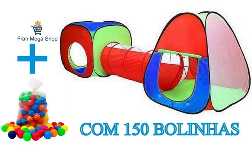 Imagem 2 de 5 de Toca Barraca Infantil 3 Em 1 Com Tunel + 150 Bolinhas