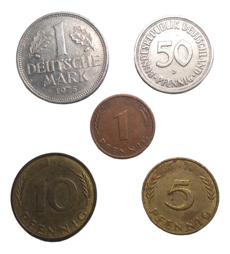 Monedas Alemania Occidental De 1 Marco A 1 Penique 5 Piezas