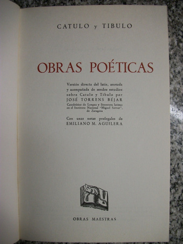 Obras Poeticas Catulo Y Tibulo Obras Maestras C22
