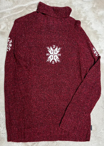 Ugly Sweater Navideño Copos De Nieve Cuello Alto Mujer S (Usado)