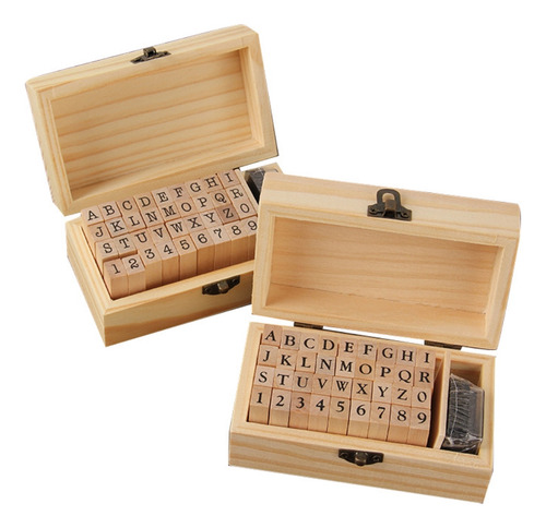 Juego De Sellos Multiusos De Madera Con Letras Y Números Del