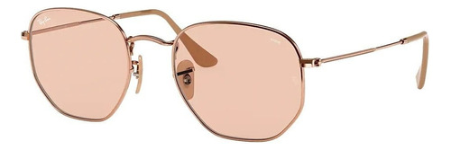 Anteojos de sol Ray-Ban Round Hexagonal Washed Evolve Mediano con marco de acero color polished copper, lente light brown clásica/fotocromática, varilla polished copper de acero - RB3548N