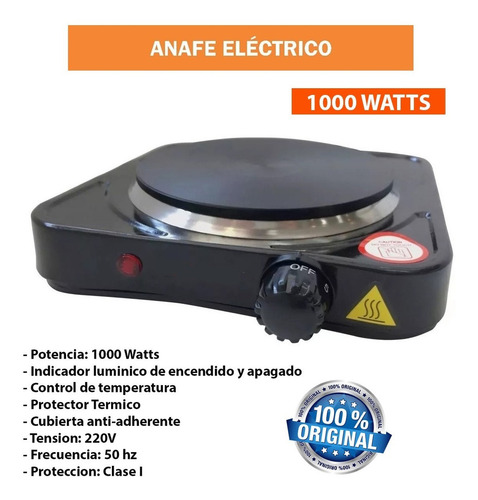Anafe eléctrico Kushiro AEK-1000 negro 220V