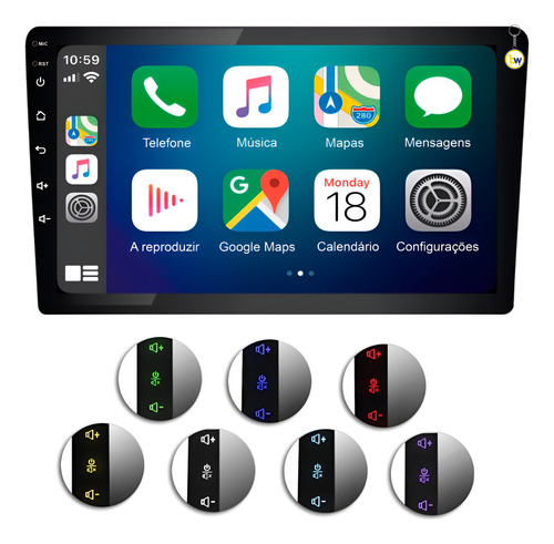 Central Multimídia Slim Mp5 9 Pol Bluetooth Carplay Premium