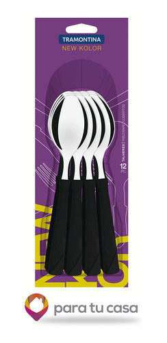 Imagen 4 de 10 de Set X 48 Tenedor Cuchillo Cuchara New Kolor Tramontina Ct