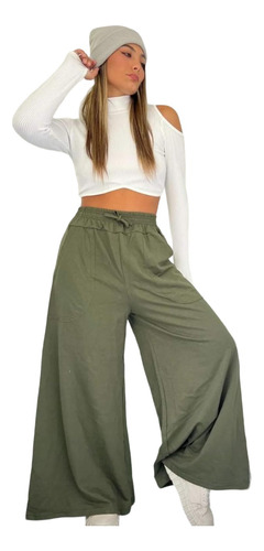 Maxi Palazzo Mujer Pantalón Liviano Casual Bolsillos Art.28